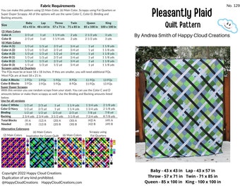 Pleasantly Plaid Quilt Pattern: Baby to King Size (Digital PDF)