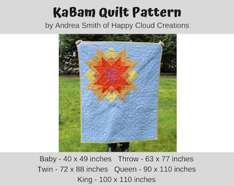 KaBam Quilt Pattern: Modern Star Design, All Sizes (Digital PDF)