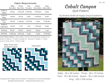 Cobalt Canyon Quilt Pattern: Modern Mountain Design (Digital PDF)