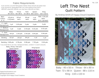 Mönster för Left the Nest-quilt: Moderna flygande gäss (digital PDF)