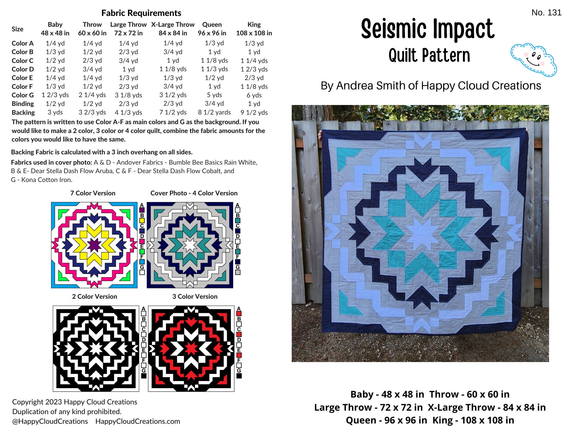 DIGITAL PDF Seismic Impact Quilt Pattern, Baby, Throw, Large