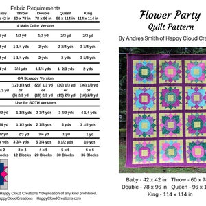 Flower Party Quilt Pattern: Modern Floral Design (Digital PDF)