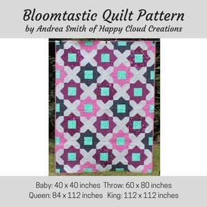Patrón de colcha Bloomtastic: Diseño de bloques de flores (PDF digital)