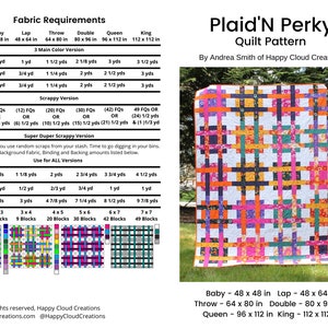Plaid&#39;N Perky Quilt Pattern: All Sizes (Digital PDF)