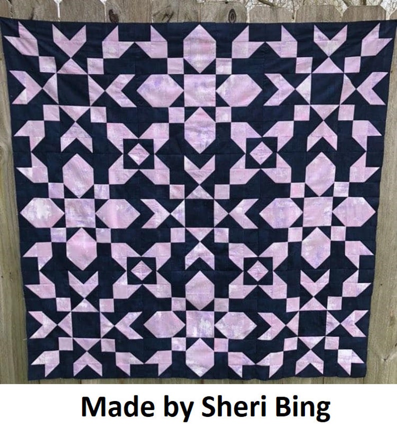 DIGITAL PDF SnowBell Prize Quilt Pattern, Baby, Throw, Full, Queen, King size, digital, modern quilt, snow, snowflake image 3