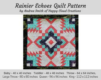 Rainier Echoes Quilt Pattern: Modern Geometric Design (Digital PDF)