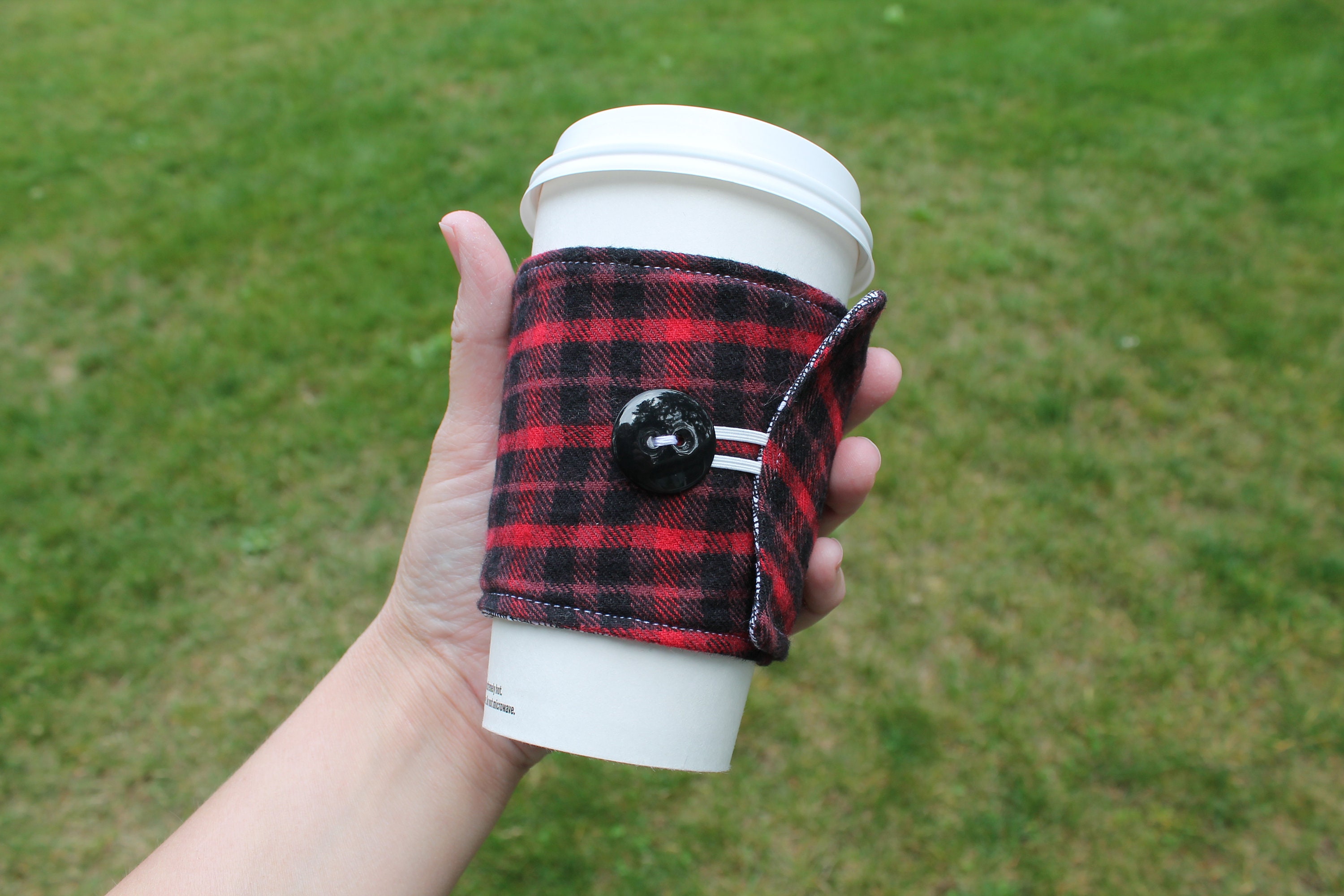Fabric Maple Leaf Reusable Tea Cozy Coffee Sleeve Canada Black Coffee