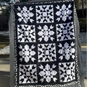 DIGITAL PDF SnowBell Prize Quilt Pattern, Baby, Throw, Full, Queen, King size, digital, modern quilt, snow, snowflake image 9