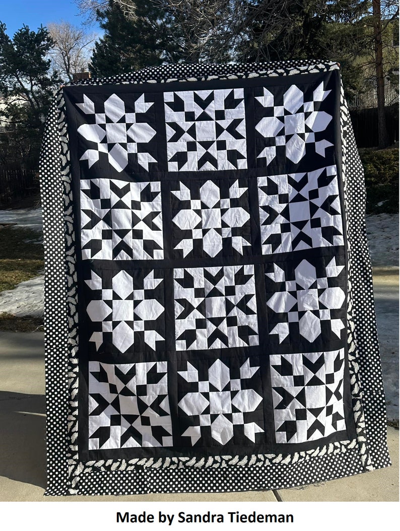 DIGITAL PDF SnowBell Prize Quilt Pattern, Baby, Throw, Full, Queen, King size, digital, modern quilt, snow, snowflake image 9