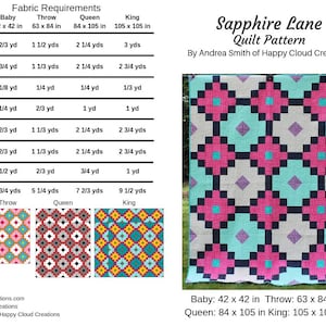 Sapphire Lane Quilt Pattern: Easy Big Block Design (Digital PDF)