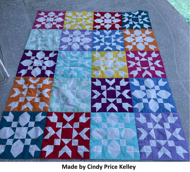 DIGITAL PDF SnowBell Prize Quilt Pattern, Baby, Throw, Full, Queen, King size, digital, modern quilt, snow, snowflake image 5