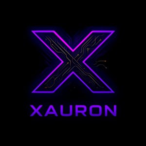 May include: A neon purple "X" logo with circuit board design elements, set against a black background. The word "XAURON" is displayed below the "X" in a matching purple hue. The overall design has a futuristic, tech-inspired aesthetic.