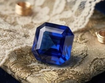 Echte blauwe saffier, kubusgeslepen, 25 karaat, geboortesteen van september, geschikt voor een ring op maat, bruidssieraden, luxe cadeau