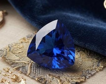 Natuurlijke blauwe saffier met triljoenslijping, 10-12 karaat, diep koningsblauwe edelsteen, geboortesteen van september, geschikt voor ringen en trouwjuwelen.