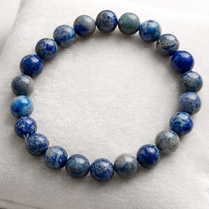 Bransoletka z lapis lazuli, naturalny lapis lazuli, elastyczna bransoletka z niebieskim kamieniem szlachetnym, biżuteria lecznicza, bransoletka z energią duchową, prezent do łączenia w zestawy