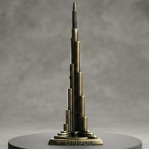 Decorative Metal Burj Khalifa Model, Antique Brass Architecture Statue, Living Room Bookshelf Accent, Travel Lover Souvenir Gift