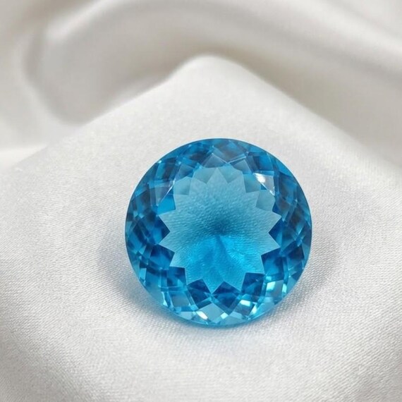 Genuine Swiss Blue Topaz 80–85CT, Round Brilliant Cut Loose Gemstone, Sparkling Blue Topaz, December Birthstone, DIY Jewelry Making