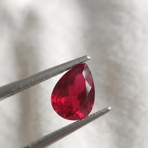 Genuine Red Ruby Pear Cut Stone 10–12CT, Natural Faceted Loose Ruby Gem for Ring or Pendant Setting, Fine Jewelry Supply, Precious Gemstone