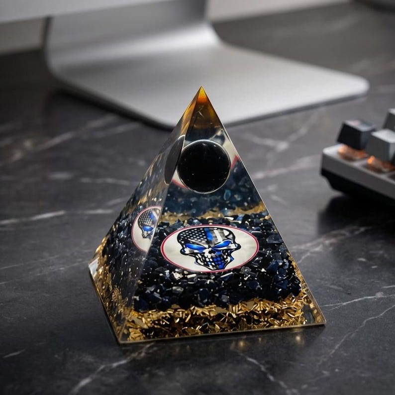 Buy Skull Orgone Pyramid With Black Tourmaline & Copper Coil, Orgonite ...