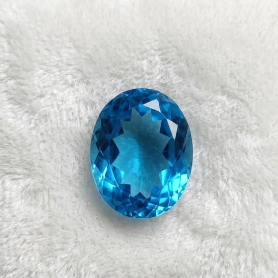 Natural Swiss Blue Topaz 90–100CT, Oval Cut Faceted Loose Gemstone, Sky Blue Ring Stone, December Birthstone Gift, DIY Jewelry Making