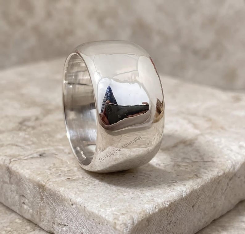 Chunky Sterling Silver Handmade Ring Wide Band Statement Jewelry, Solid ...