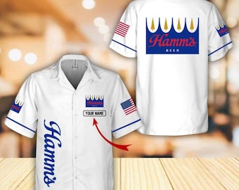 Hamm's Beer Tropical Hawaiian Shirt Palm Tree Beach Shirt Summer Vacation Shirt Retro Beer Style Shirt Gift for Men Women