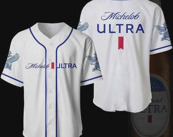 Michelob ULTRA Beer Baseball Jersey Shirt, Beer Lover Jersey, Black Button Up Jersey,Custom Shirt, Party Jersey Shirt, Mens Beer Shirt