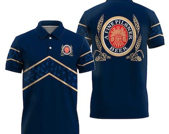 Polo Miller Lite azul vino, camiseta 3D para amantes del vino, camisa abotonada Love Miller Lite, camisa de fiesta, camisa para hombre, regalo para hombres