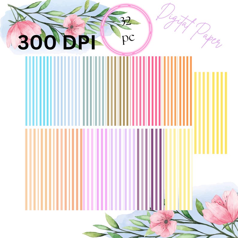 Pastel Stripe Digital Paper Pack | Seamless Patterns Striped ...