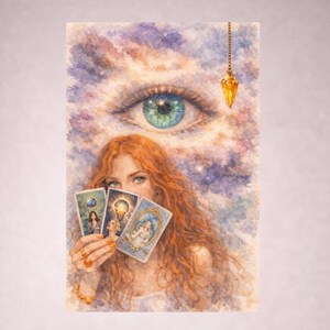 Psychic Tarot Reader Art A3 | Intuition & Divination Wall Decor | Holistic Practice Office Spiritual Artwork
