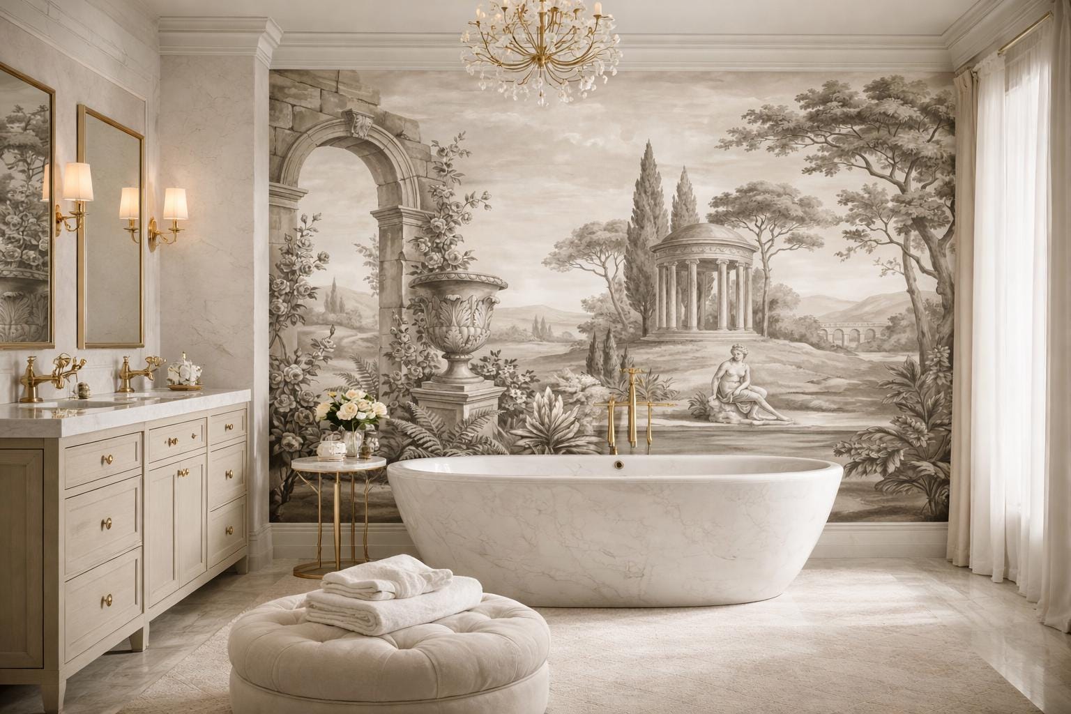 Helenistic Garden Wallpaper | Roman Landscape Wall Art | Luxury Spa ...