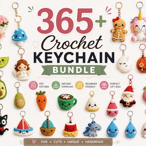 365+ Amigurumi Nyckelrings Virkmönster Paket, Söta Mini Virkade Djur, Mat- & Blomberlocker, PDF-mönster, Direkt Nedladdning