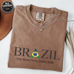 Brazil 2026 Soccer Fan Shirt, Brazil Football Supporter Tee, Brazilian Flag Graphic Shirt, Brazil Game Day Outfit, Vintage Brazil Sports Tee Espresso