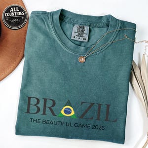 Brazil 2026 Soccer Fan Shirt, Brazil Football Supporter Tee, Brazilian Flag Graphic Shirt, Brazil Game Day Outfit, Vintage Brazil Sports Tee Blue Spruce
