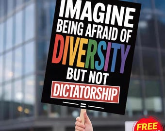 Póster de protesta política divertido "Imagina tener miedo a la diversidad"