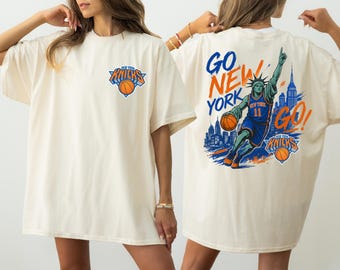 Camiseta Comfort Colors® Go New York Go, camiseta de baloncesto de Nueva York, camiseta para aficionados al baloncesto de Nueva York, regalo retro de los Knicks