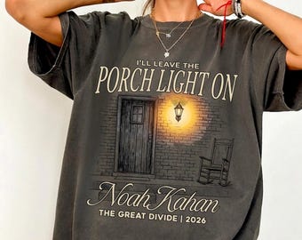 Noah Kahan Inspired Porch Light On Shirt, Indie Folk Tour Style Tee, The Great Divide Tour Merch,