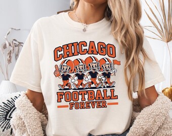 Camiseta Chicago Football Forever, camiseta retro para aficionados al fútbol de la ciudad, camiseta vintage naranja y azul marino con gráfico de fútbol, regalo para amantes del fútbol