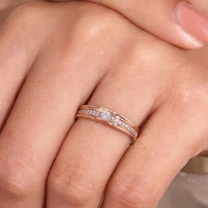 Lab Grown Diamond Wedding Band Rose Gold Ring Channel Set Diamond Band Minimalist Stackable Ring Anniversary Gift for Her Elegant