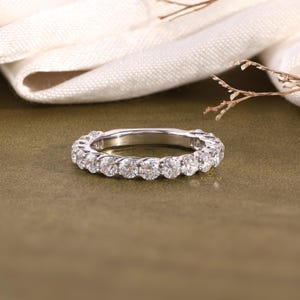 Lab Grown Diamond Eternity Band White Gold Wedding Ring Prong Set Diamond Band Stackable Anniversary Ring Minimalist Gift for Her