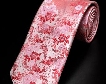 Gravata floral rosa blush para homens e mulheres, gravata elegante em jacquard, gravata para casamento, gravata para noivo, gravata para negócios, gravata floral, gravata formal.
