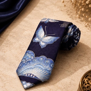 Blaue japanische Fliege – Krawatte im japanischen Stil – Elegante Fliege
