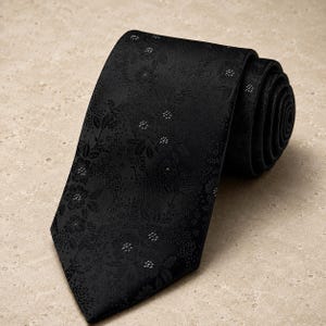 Zwarte das met bloemenjacquard, unisex das voor dames en heren, elegante trouwdas, formele stropdas, gotische das, luxe cadeau, zakelijke das