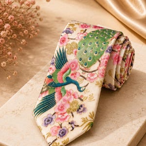 Beige japansk translips – Elegant unisexslips – Asiatisk slips