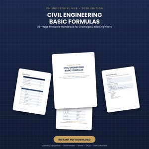 Civil Engineering Formulas Handbook | Drainage & Site Design (PDF Download)