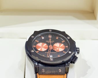 Hublot Big Bang Chronograph Black Ceramic Watch | Rose Gold Dial Luxury Mens Watch