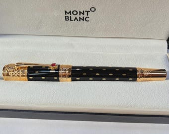 Pluma estilográfica Montblanc Queen Elizabeth – Detalles dorados, plumín mediano