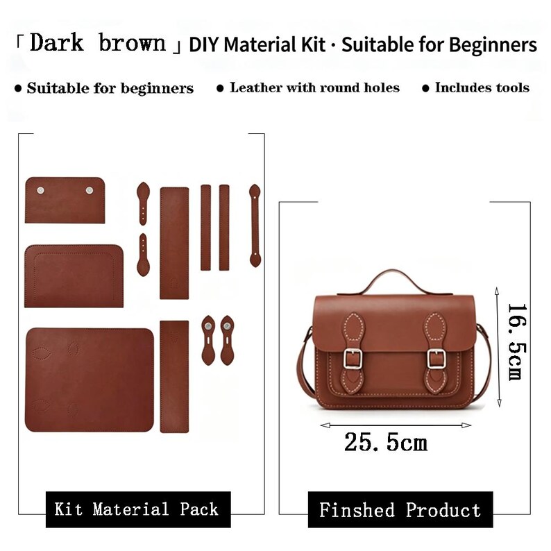 Etui-Leder Umhängetasche, Umhängetasche aus Rindsleder, Umhängetasche für Anfänger & handgefertigte Geschenke Dark Brown