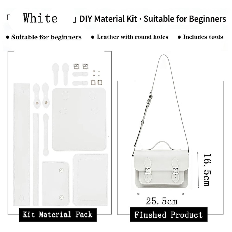 Etui-Leder Umhängetasche, Umhängetasche aus Rindsleder, Umhängetasche für Anfänger & handgefertigte Geschenke White
