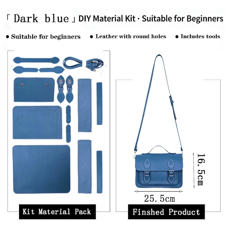 Etui-Leder Umhängetasche, Umhängetasche aus Rindsleder, Umhängetasche für Anfänger & handgefertigte Geschenke Dark BLue